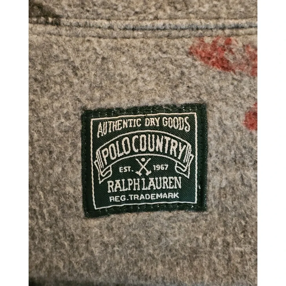 Polo Country Ralph Lauren Brushed Fleece Outdoor Grey Hoodie‎ Sweater Small